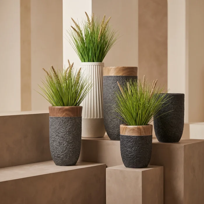 Black Speckled Ceramic Vases Plants