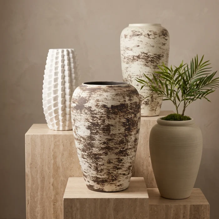 Black White Textured Ceramic Vases
