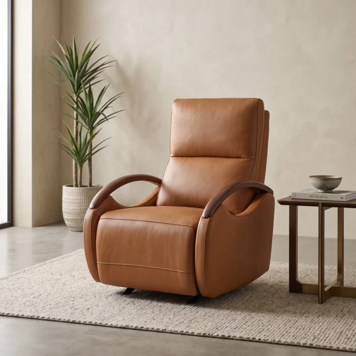 Caramel Tan Leather Recliner Chair