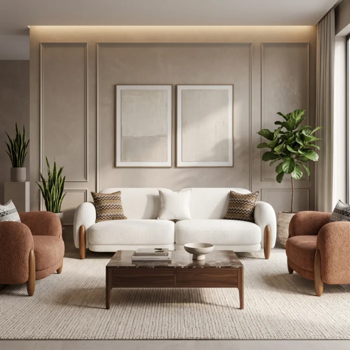 Classic Beige Three Seater Sofa