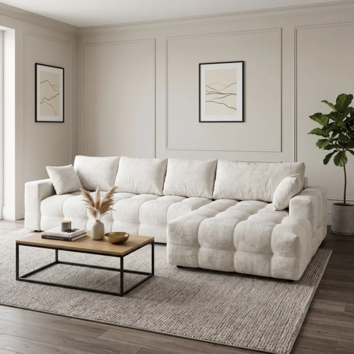Cream White Tufted Chesterfield Sofa
