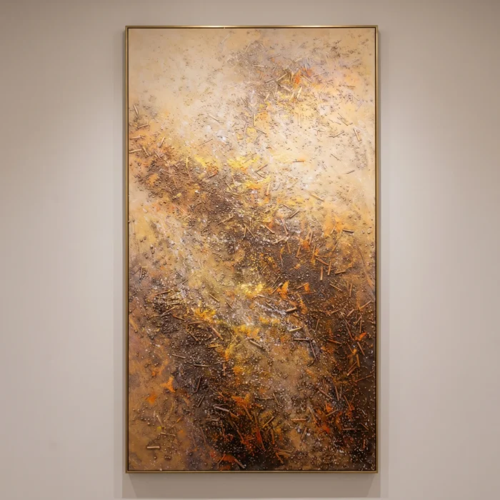 Gold Grey Abstract Canvas Painting