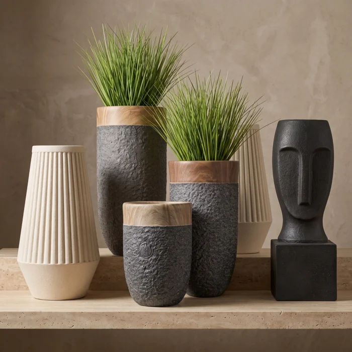 Grey Black Textured Pots