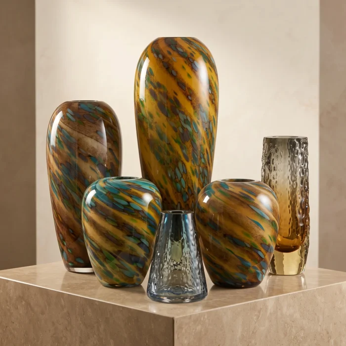 Handblown Abstract Colored Glass Vases