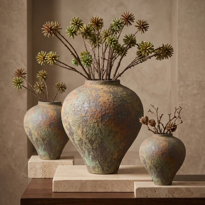 Large Rustic Glazed Ceramic Amphora