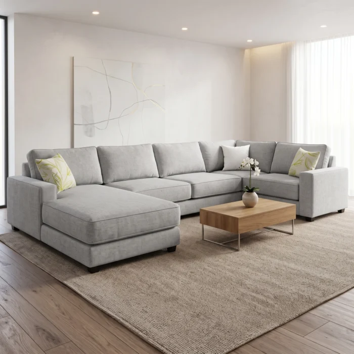 Light Grey Fabric Sectional Sofa