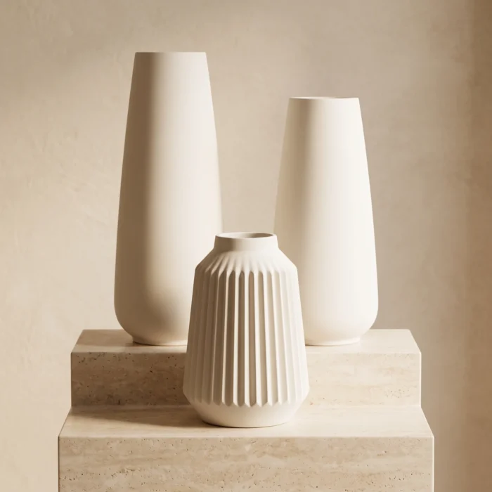Minimalist White Ceramic Vases
