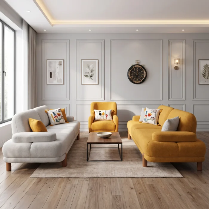 Modern Off White Sofa Set