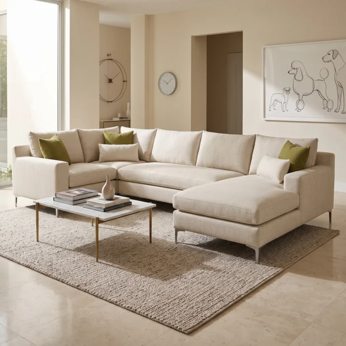 Modern Tan L Shape Sectional