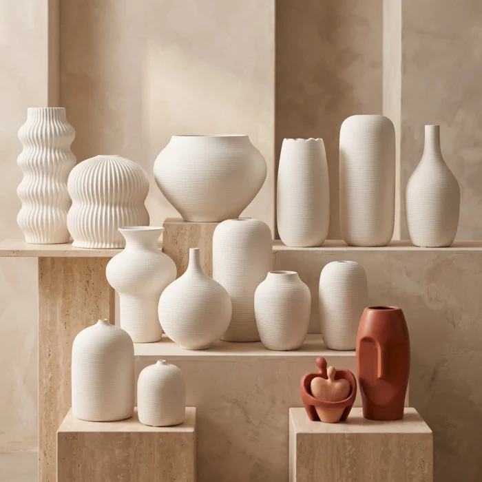 Modern White Ceramic Vases Collection