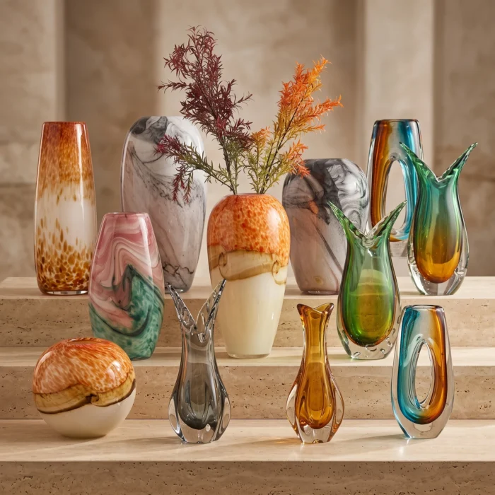 Multi Colored Artistic Glass Vases