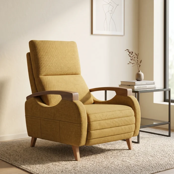 Mustard Yellow Fabric Recliner Chair