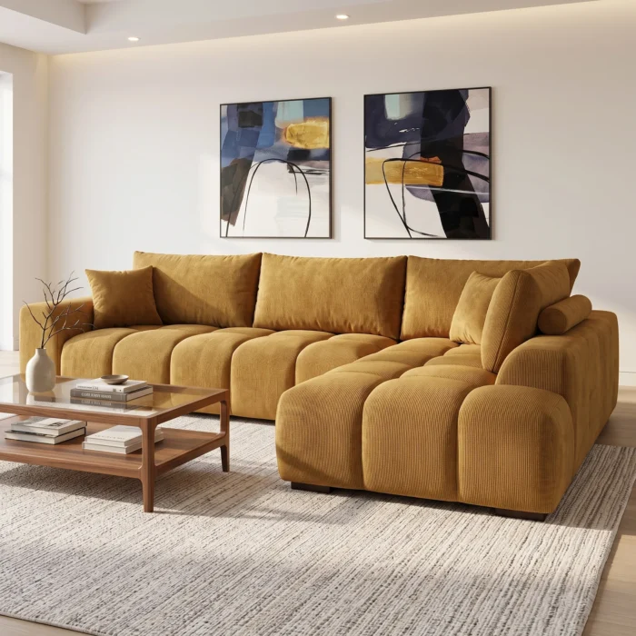 Mustard Yellow Velvet Sofa