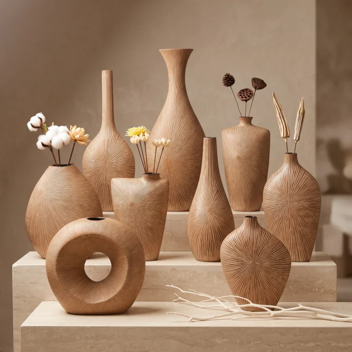 Natural Clay Hollow Circle Vases