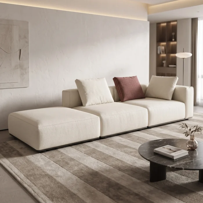 Off White Fabric Modern Sectional