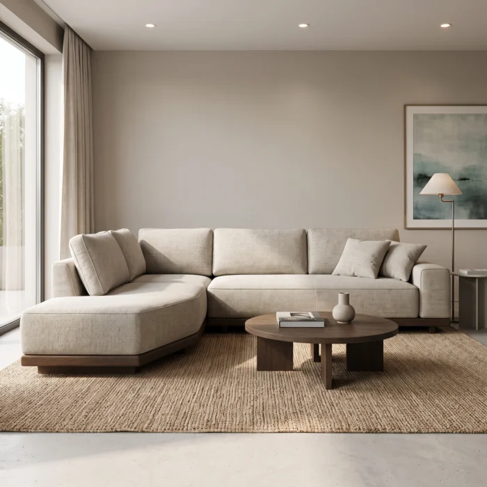 Off White L Shape Sectional Sofa