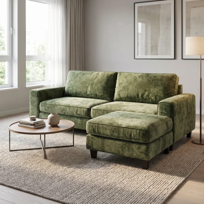 Olive Green L Shape Sectional Sofa