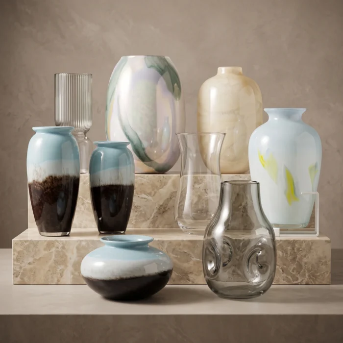 Pearl Iridescent Glass Vases