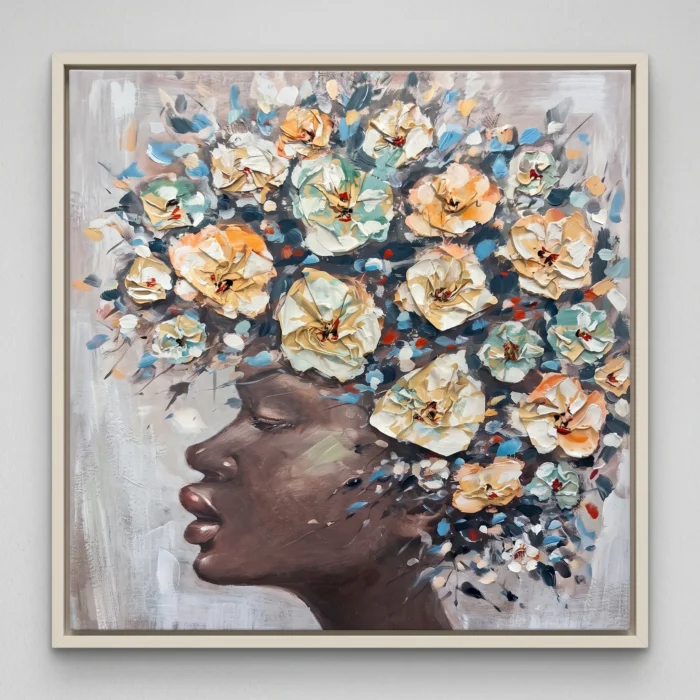 Portrait Painting Woman Flower Hair