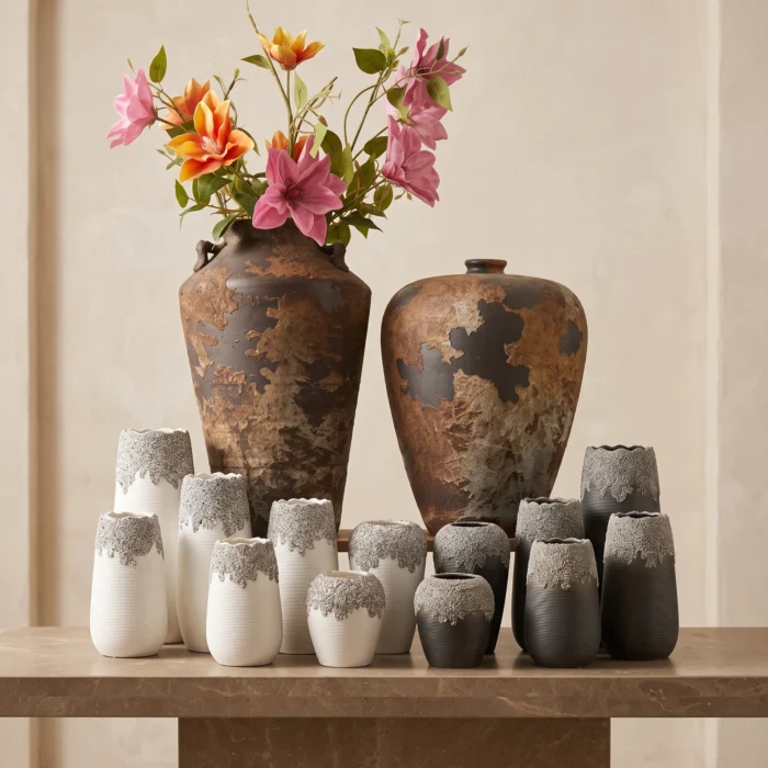 Rustic Earth Patterned Flower Vases