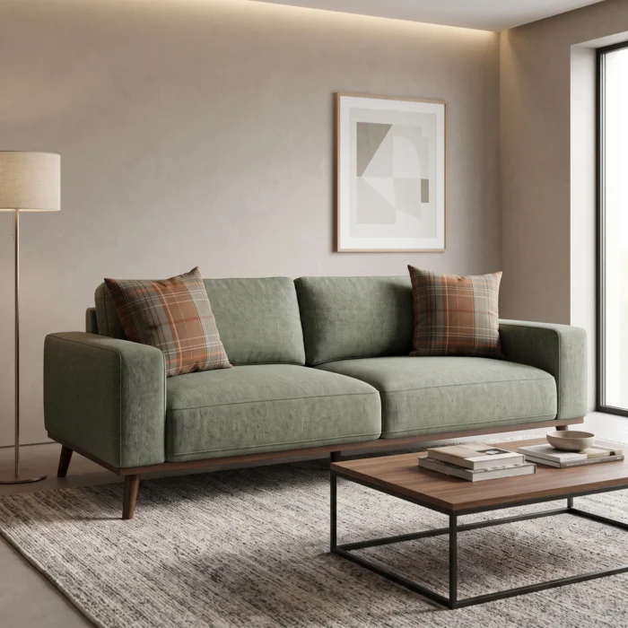Sage Green Fabric Three Seater