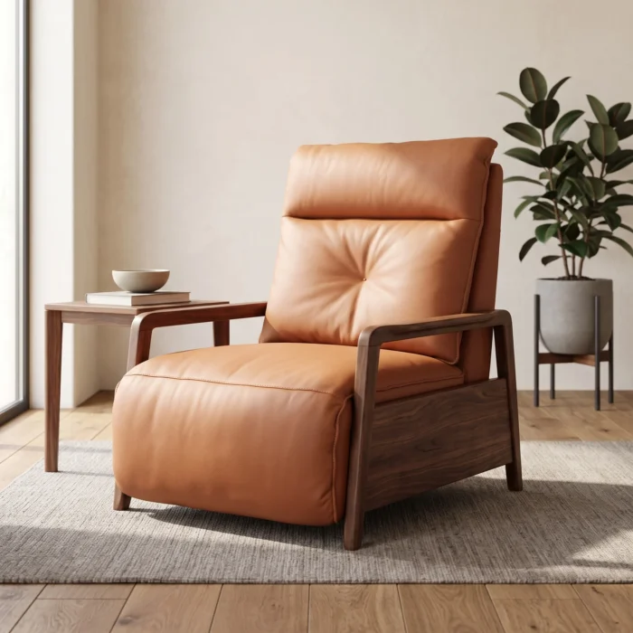 Tan Leather Recliner Armchair