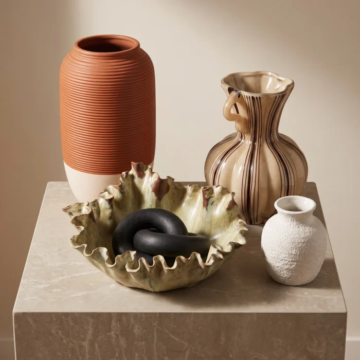 Terracotta Jug Vase Bowl Set