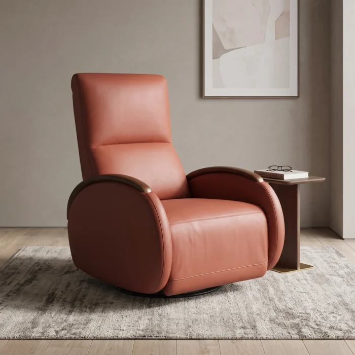 Terracotta Leather Recliner Armchair