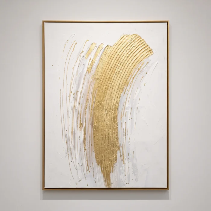 White Gold Brushstroke Canvas Art