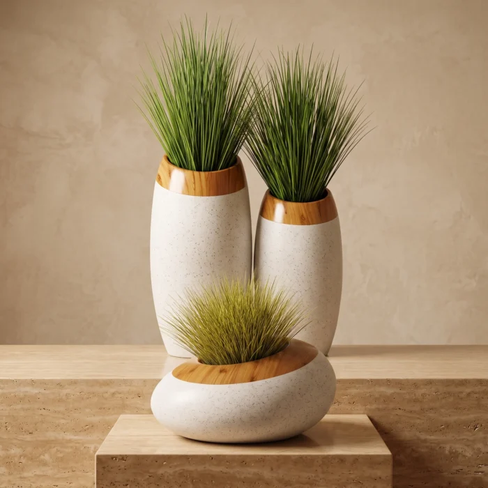 White Gold Rim Ceramic Pots