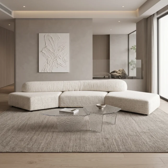 White Minimalist Fabric Sofa