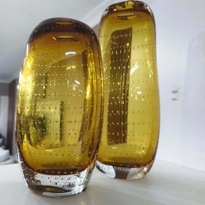 Amber Glass Bubble Pill Vases