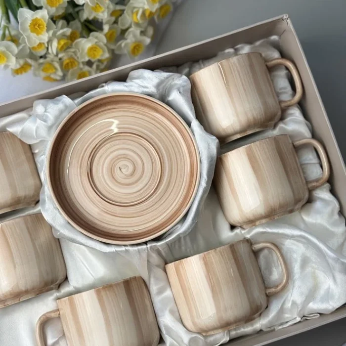 Beige Ceramic Tea Cup Gift Set