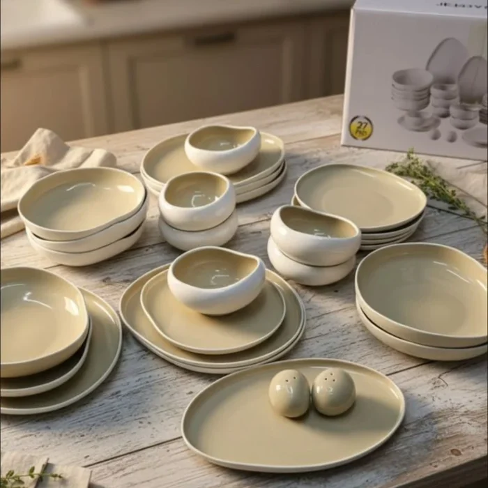 Beige Stoneware Dinnerware Set