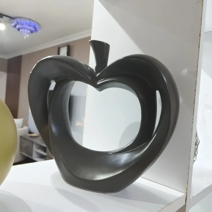 Black Ceramic Apple Sculpture