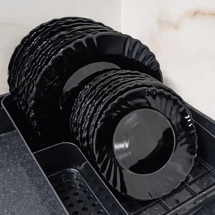 Black Glass Dinnerware Set
