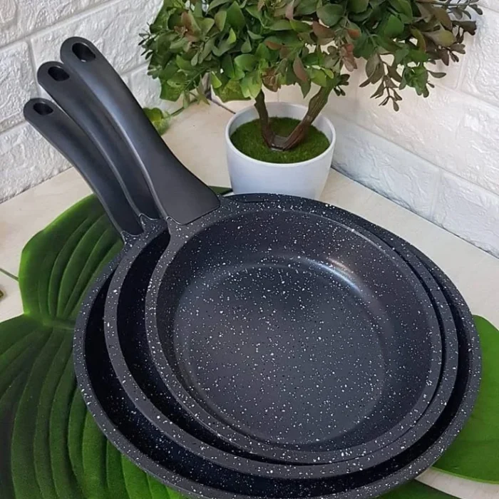 Black Granite Frying Pans Set of 3