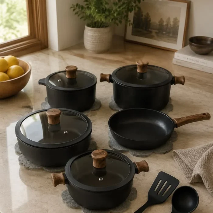 Black Non-Stick Cookware Pots Set
