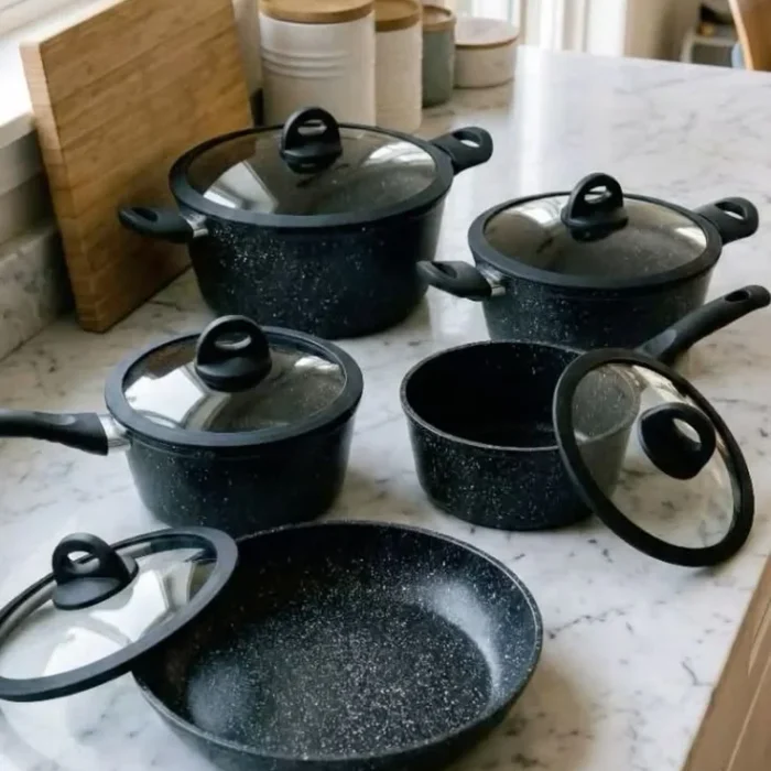 Black Speckled Cookware Pots Set