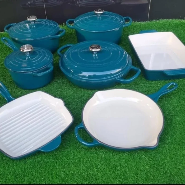 Blue Enamel Cast Iron Cookware Set