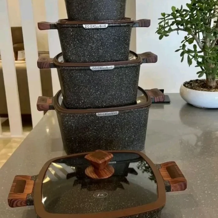 Brown Granite Square Cookware Pots Set