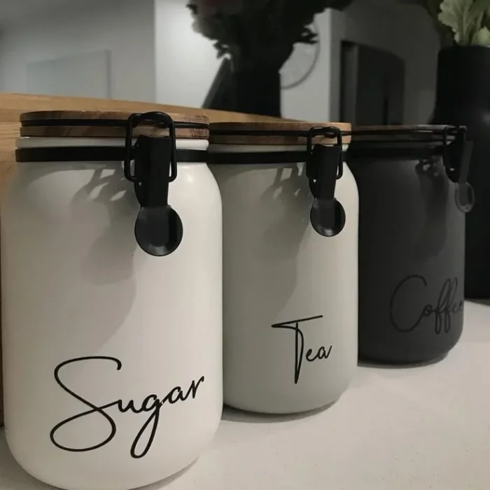 Ceramic Kitchen Canisters Sugar Tea Coffee Set