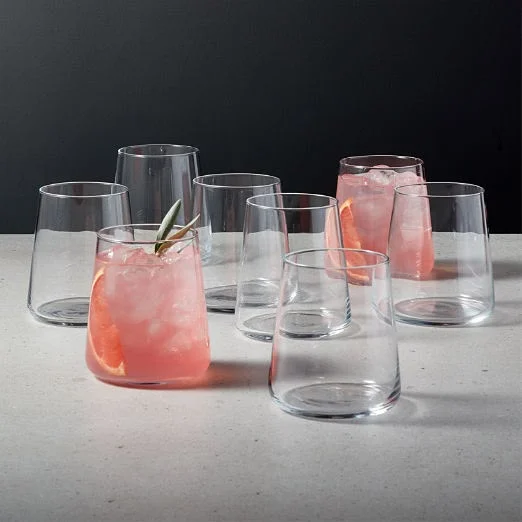 Clear Glass Tumblers Set with Drinks