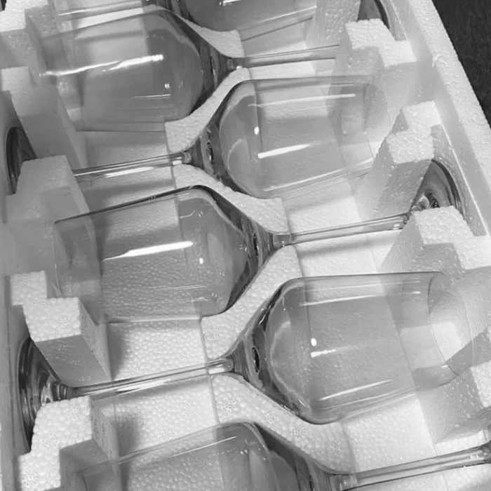 Clear Glass Wine Goblets Set in Foam Box