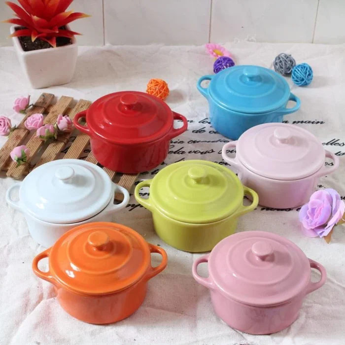 Colorful Mini Ceramic Casserole Pots Set