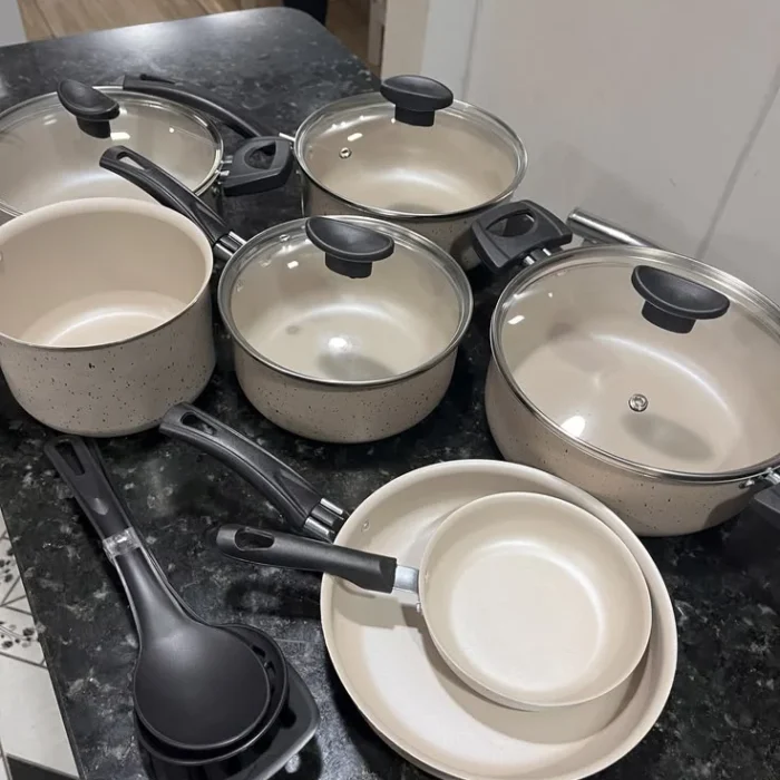 Cream Non-Stick Cookware Pots Set