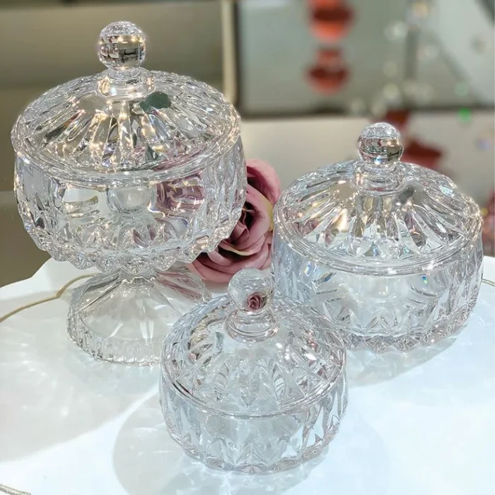 Crystal Cut Glass Covered Candy Jars Set