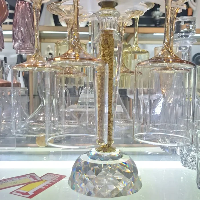 Crystal Decanter and Gold Rim Glasses Set