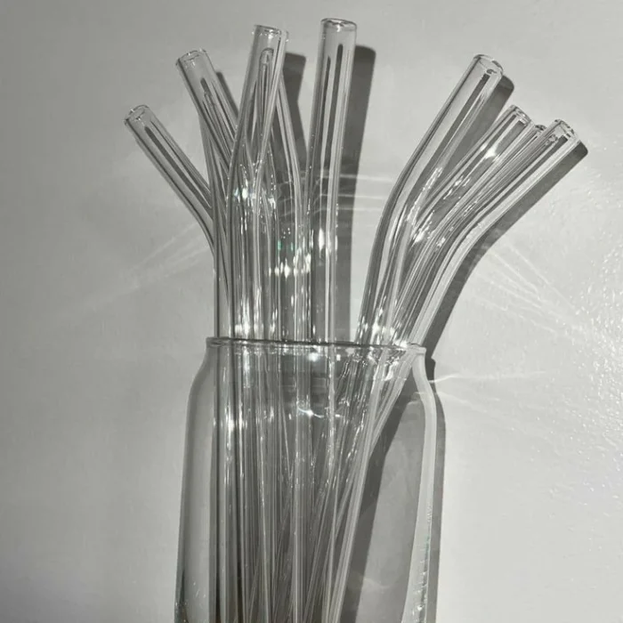Curved Glass Straws Set