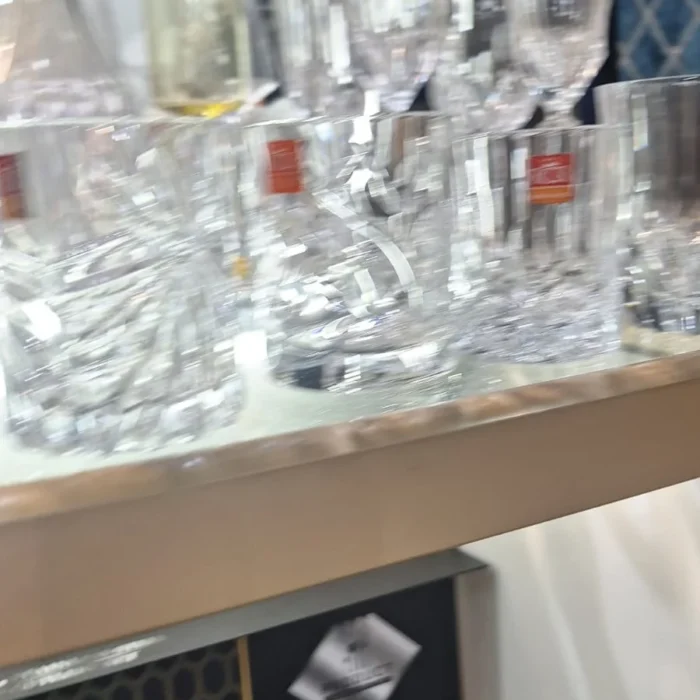 Cut Crystal Glass Pitcher and Tumblers Display
